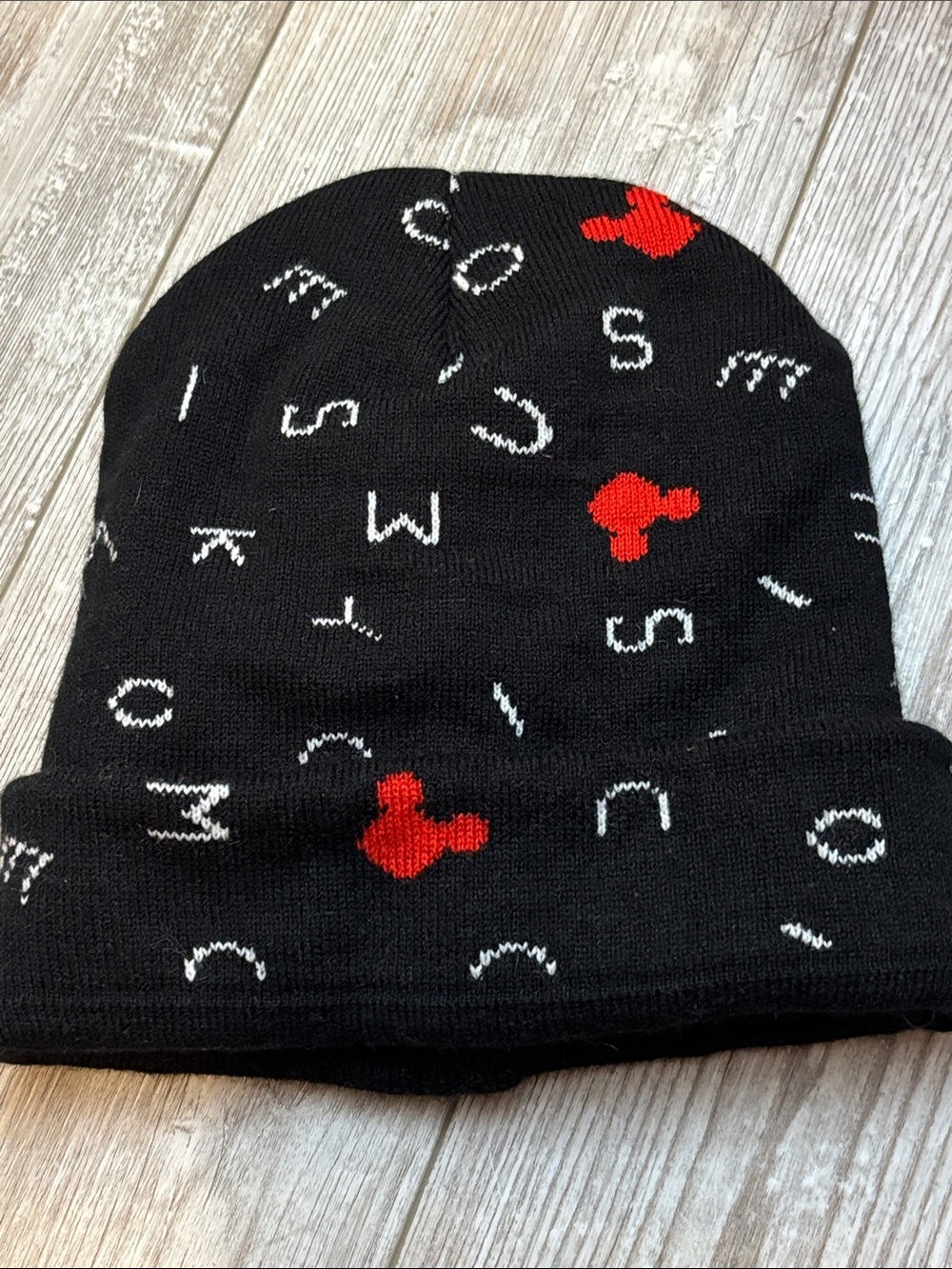Disney Black Knit Beanie with Red Mickey Accents (unisex) o/s